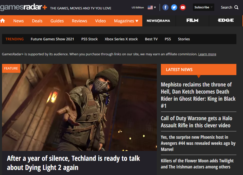 GamesRadar 2021 Screenshot